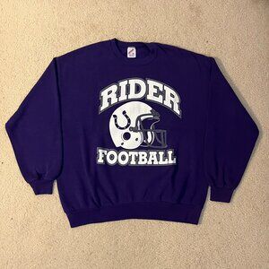 Vintage 80s Rider Football Sportswear Graphic Crewneck Sweatshirt Sz XL